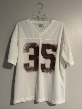 Urban Outfitters Standard Cloth, White Mesh Jersey Tee with 35 Graphic (Size S)